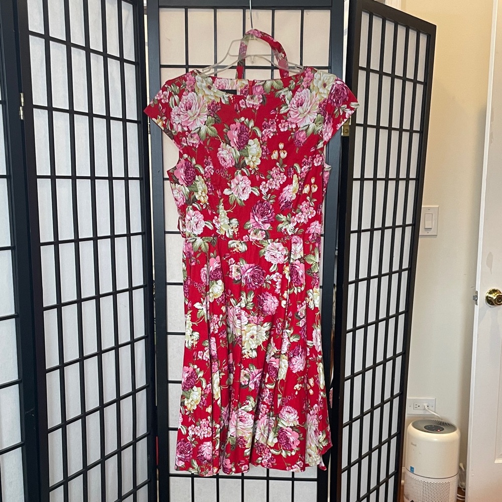 Floral Red Dress